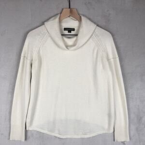 CATHERINE‎ MALANDRINO Wool Cashmere Cowl Neck Sweater Sz S Ivory Drop Shoulder